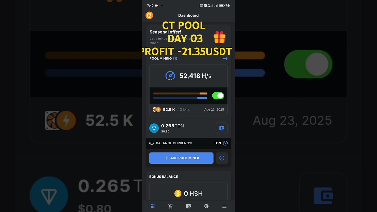 Day 3 of CT Pool Mining: Boost Your Bitcoin Earnings π