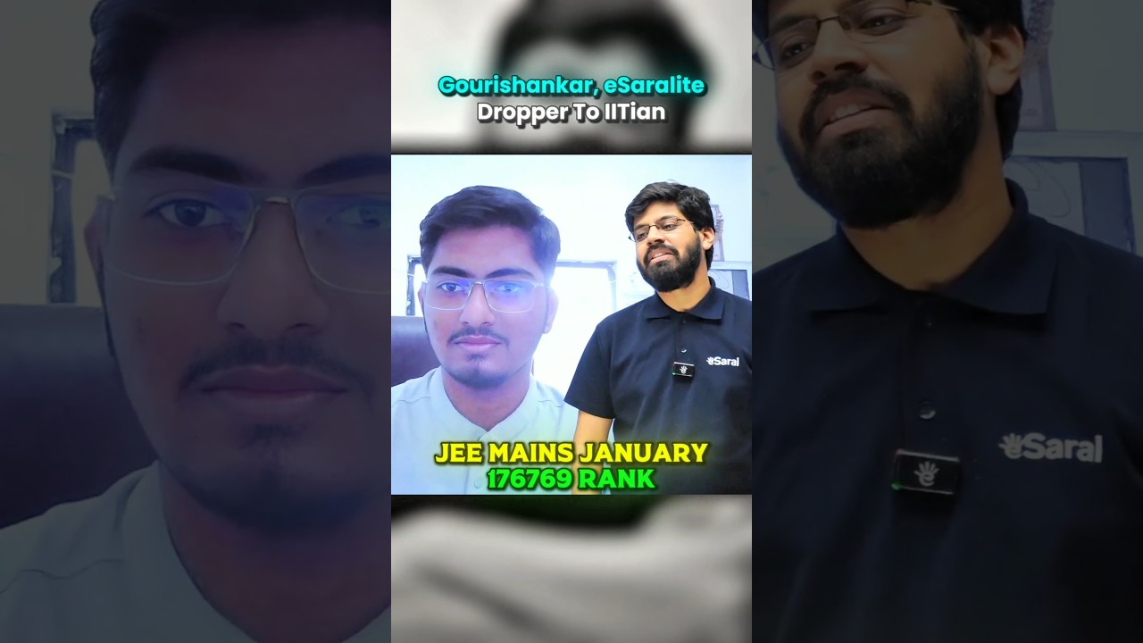 176769 Rank in JEE Mains January to IITian in 75 Days ๐ฅ๐| IIT Motivation #shorts #esaral #iit #jee