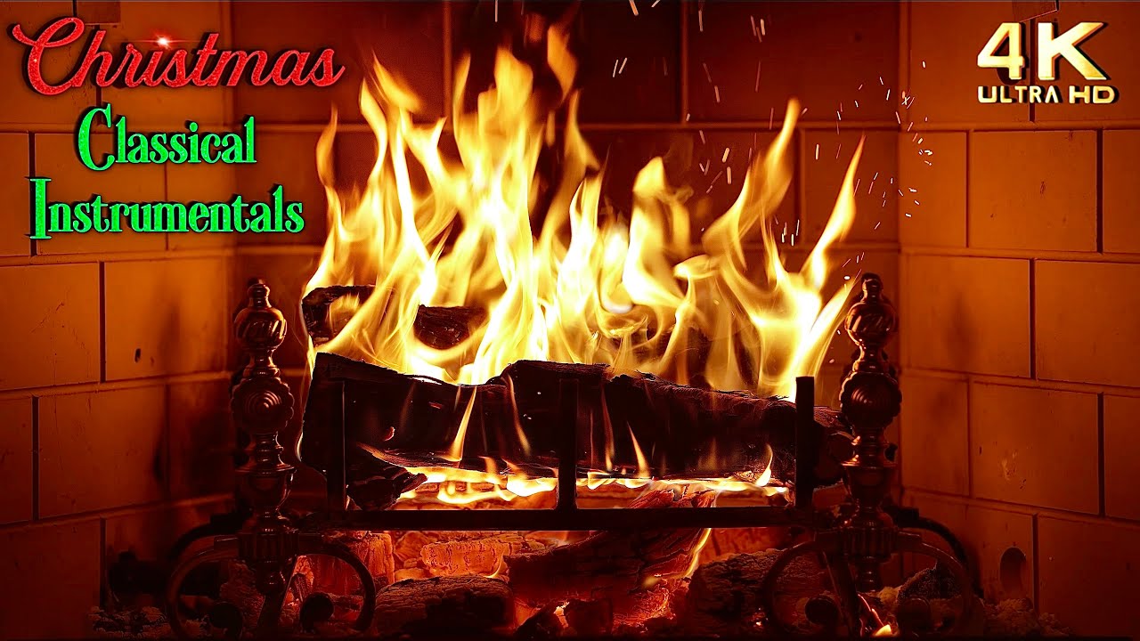 Instrumental Christmas Music & Fireplace 🎄