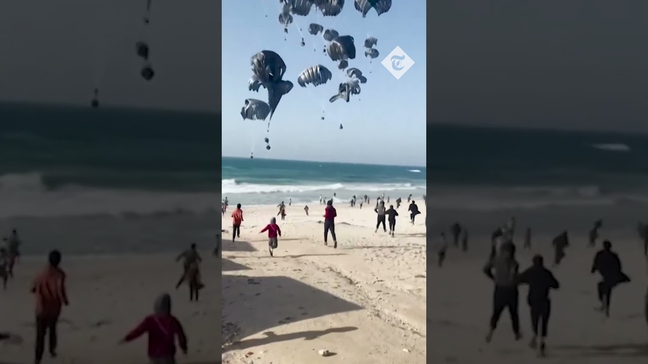 Aid Drops Fail in Gaza: Parachuted Supplies Fall into the Sea 🌊