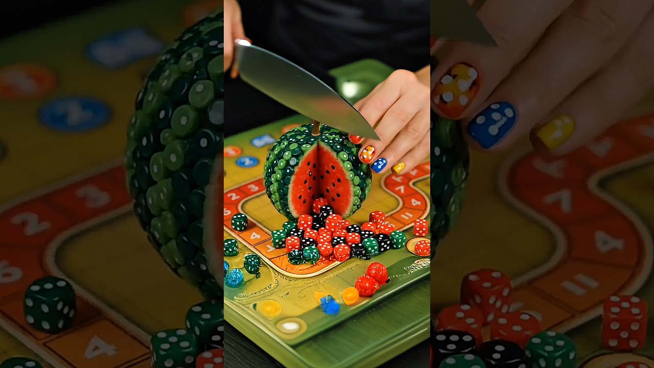 Satisfying ASMR: Cutting a Watermelon Made of Ludo Dice ๐๐ฒ