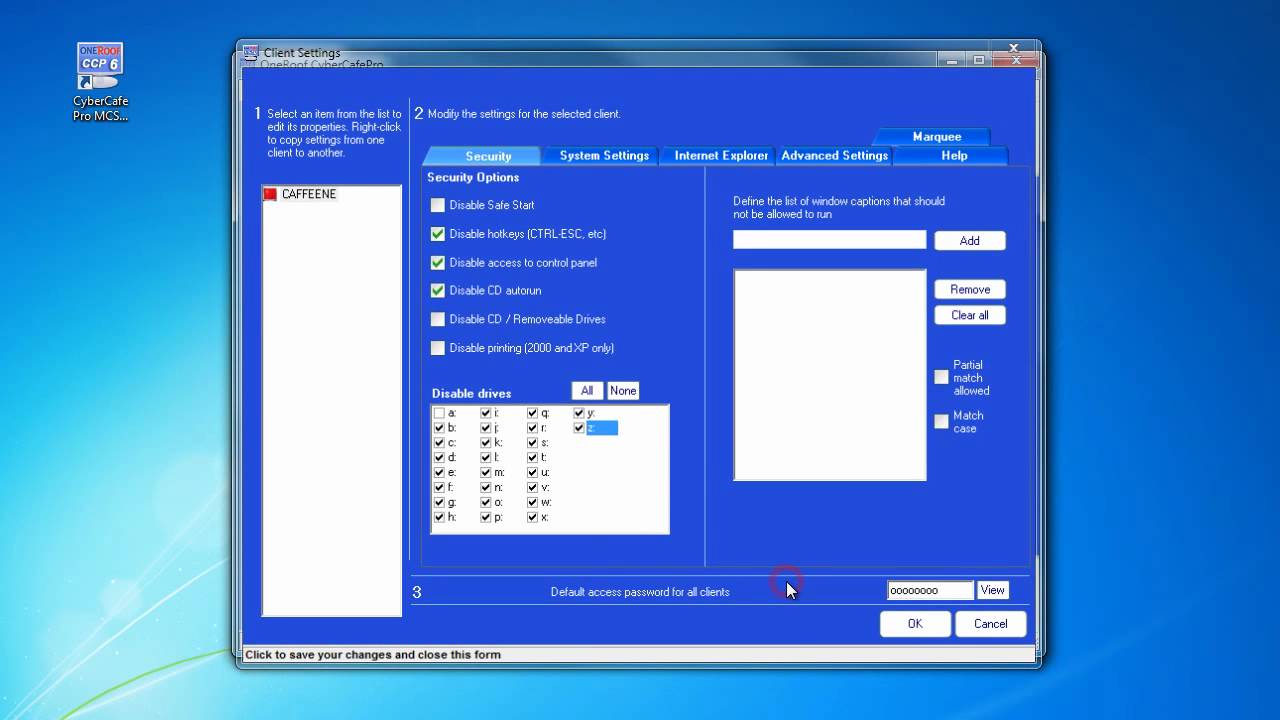 Setting a Master Client Password Without MCS Connection