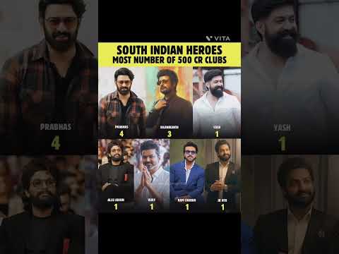 SOUTH INDIAN HEROES WITH MOST 500CR MOVIES #prbhas #rajinikanth #yash #alluarjun #vijay