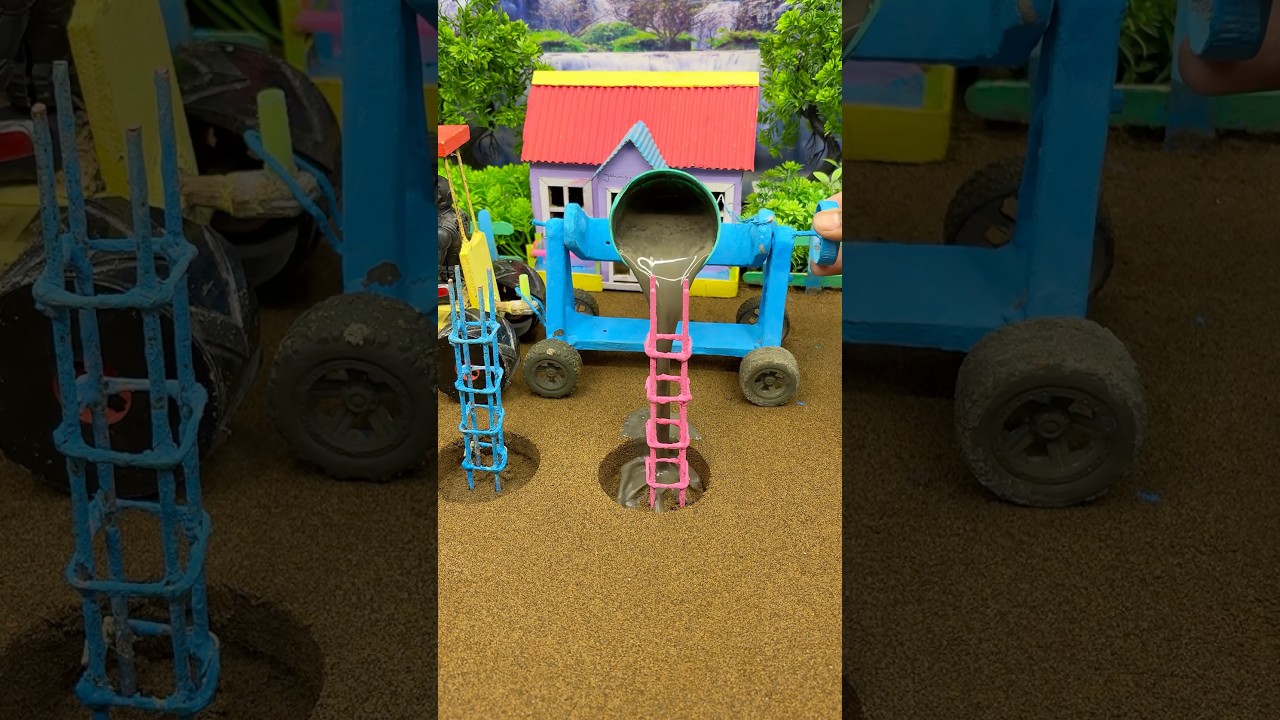 π± Real Working Mini Tractor Making Cement Pillar | Amazing DIY Construction Machine π#shorts