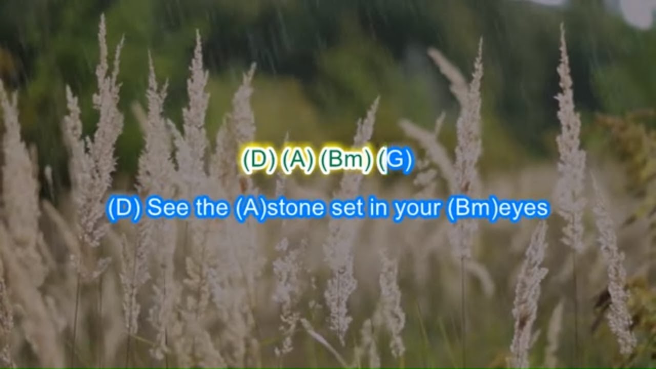 U2's "With or Without You" play along with scrolling guitar chords and lyrics