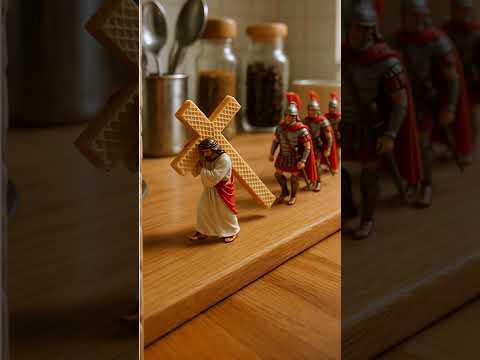 Jesus Falls Carrying the Cross – Miniature Diorama in a Kitchen