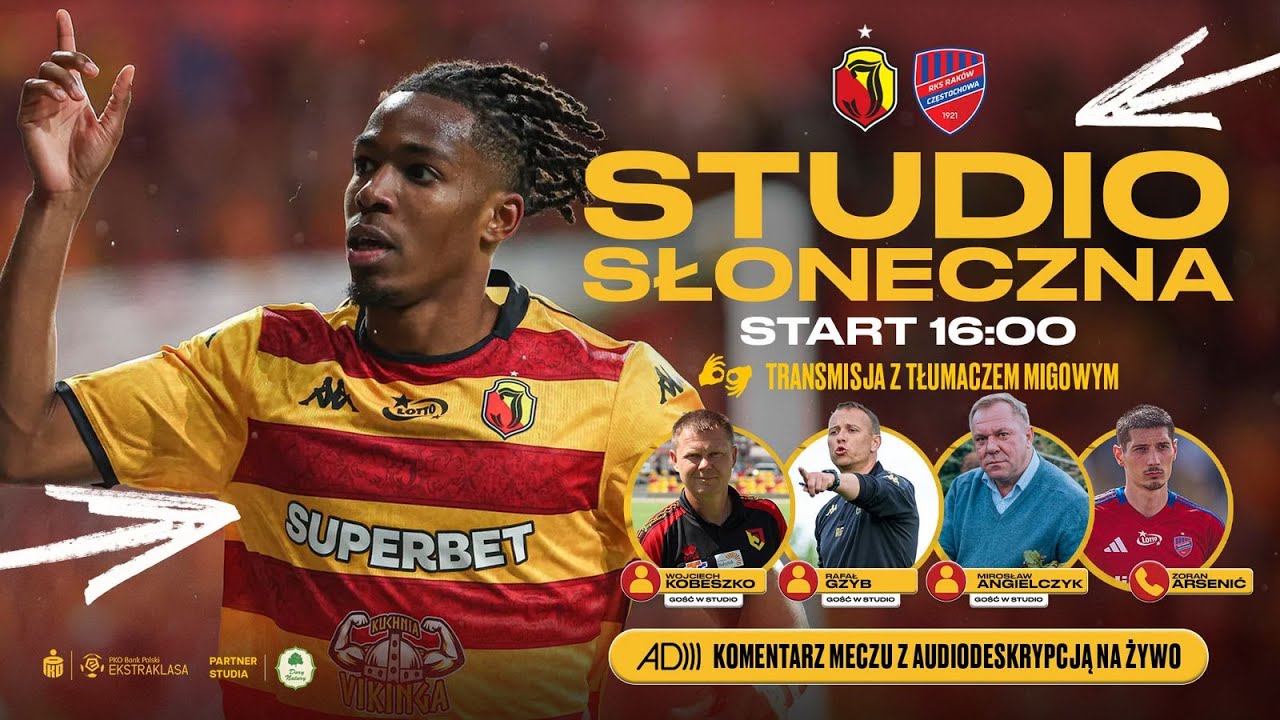 Studio Słoneczna z Tłumaczeniem Migowym: Jagiellonia vs Raków Częstochowa ⚽