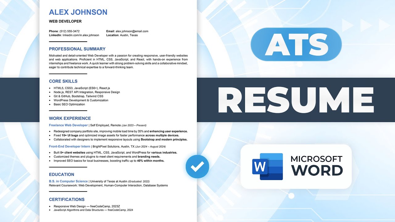 Create ATS-Friendly Resume in MS Word Free