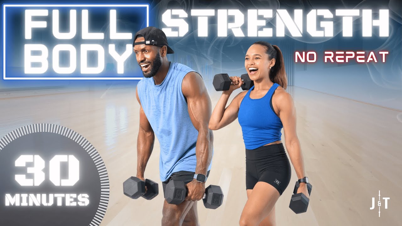 30-Minute Full Body Dumbbell Strength Workout (No Repeats)