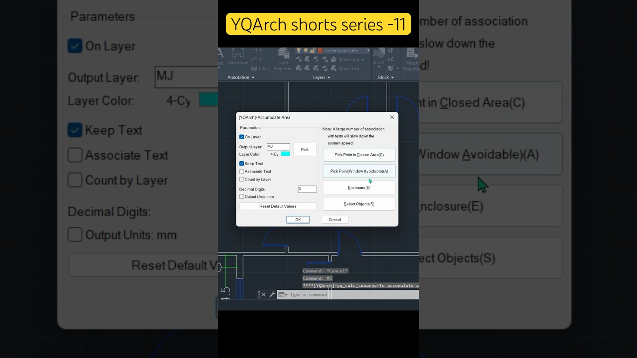 AutoCAD Tips: Quick Area Calculation & Easy Openings with YQArch Plugin 🛠️