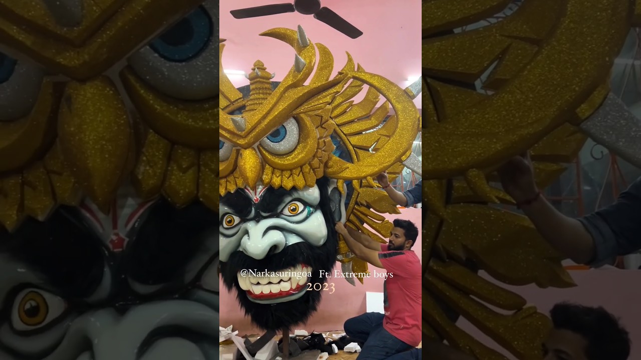 Extreme boys Narkasur face 2023 | Narkasur in goa | Ravan making #art #ravan