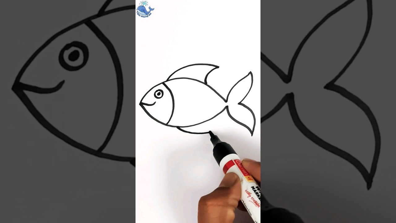 Easy Fish Drawing for Kids 🐟