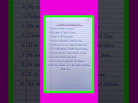 Children's Day Speech in English/Speech On Children's Day in English/14 November Children's Day