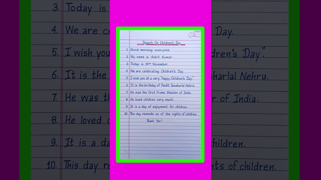 Engaging Children's Day Speech in English for 14th November 🎉
