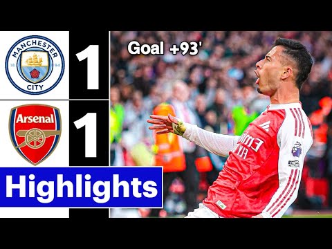 Manchester City vs Arsenal 1-1 Highlights | Gabriel Martinelli Goal