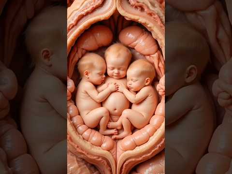 😍 Three cute baby inside the womb ❤️ #shorts #twins #baby #cute #cutebabies #trending