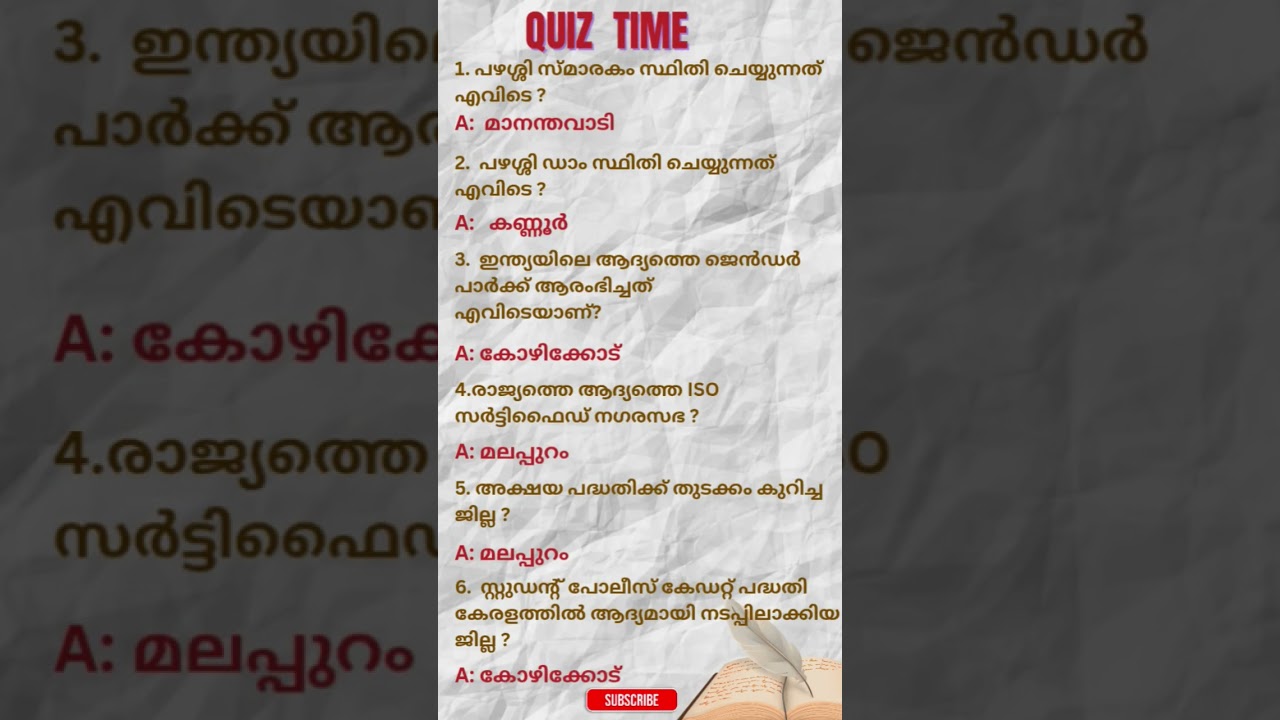 Kerala Piravi Quiz 2025: മലയാളം ക്വിസ് 📝
