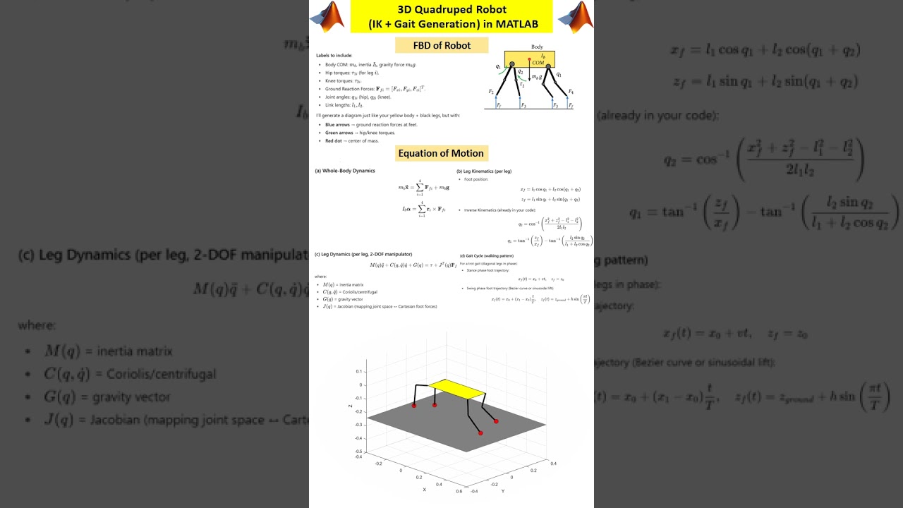 3D Quadruped Robot Simulation in MATLAB 🦿