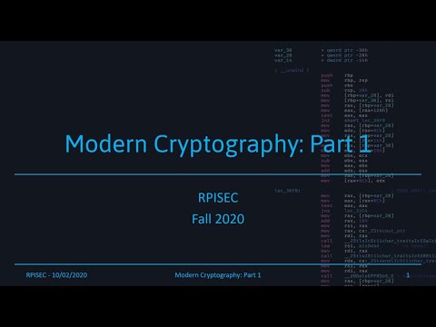 F2020 - Modern Cryptography: Part 1
