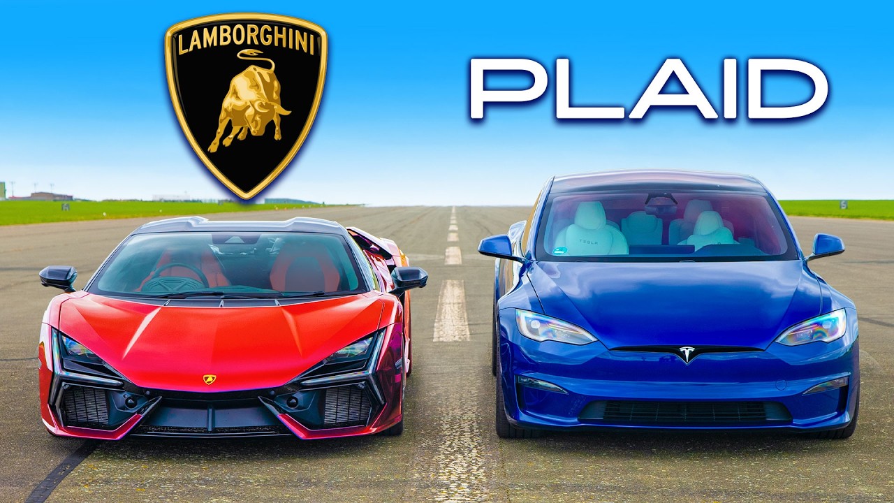 Lamborghini Revuelto vs Tesla Model S Plaid Drag Race 🏁