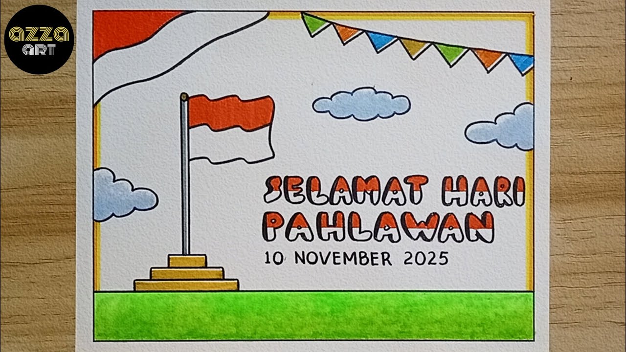 Panduan Mudah Menggambar Poster Hari Pahlawan 🔴