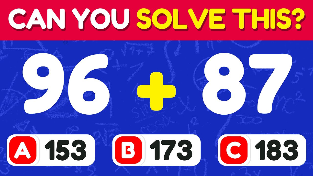 Can You Solve All 100 Math Sum Questions? Challenge Yourself! 🧠