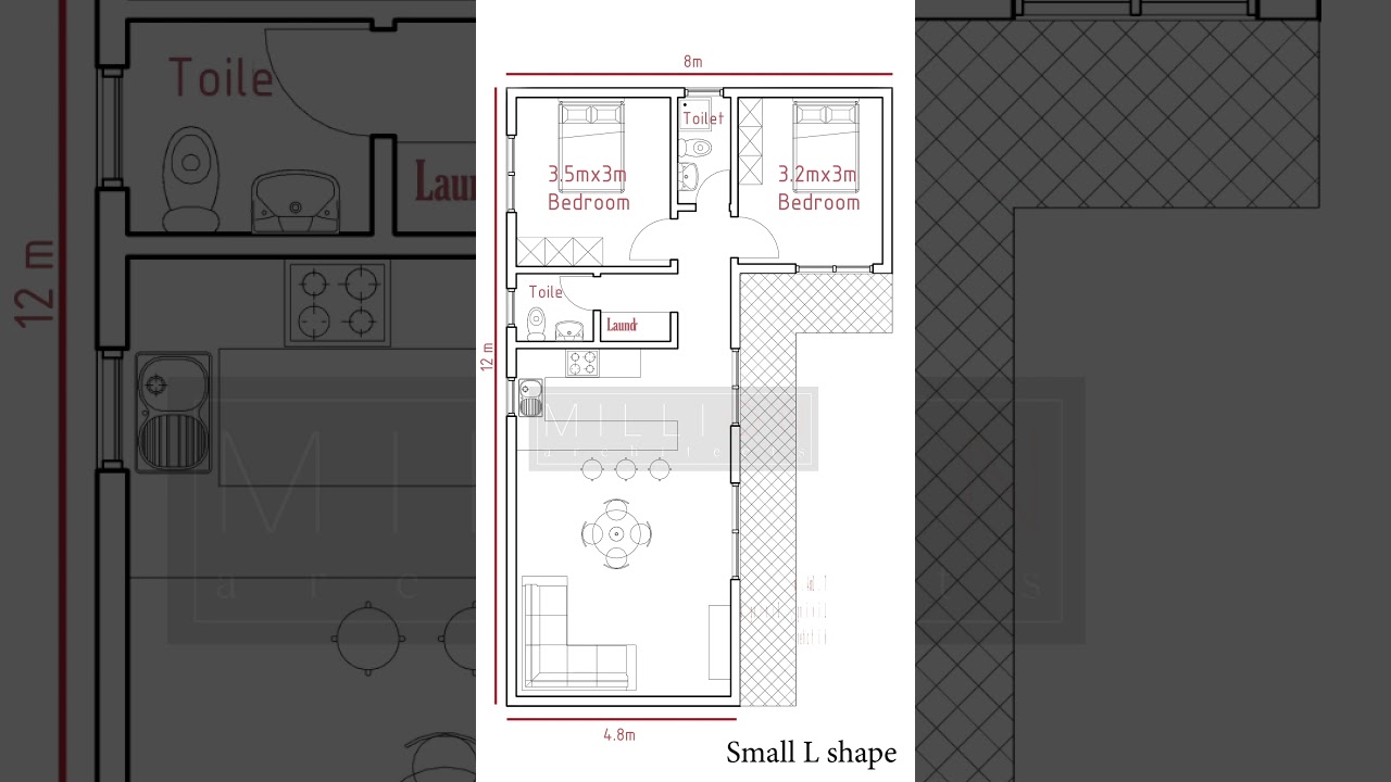 Compact L-Shaped House Floor Plan 🏡