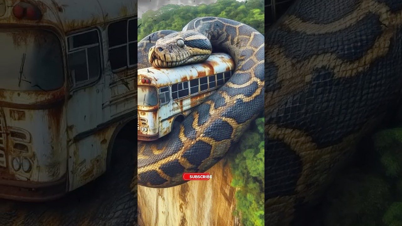 Epic Encounter: Giant Python vs Bus 🐍 | Wild Nature Adventure #shorts