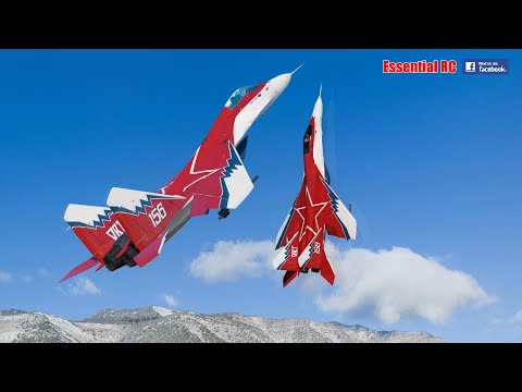 FANTASTIC Russian Mikoyan MiG-29 FORMATION PAIR/DUO with OVT VECTORED THRUST Demo