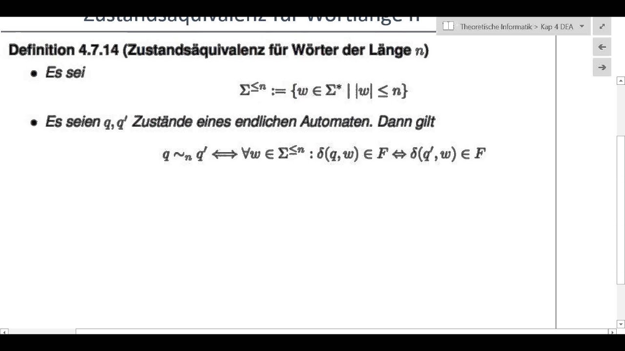 59. Theoretische Informatik WS 13/14: Äquivalenz für Wörter der Länge n – Unistreams erklärt