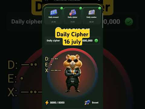 Hamster Kombat Daily Cipher | 16 july today | #hamsterkombatcipher