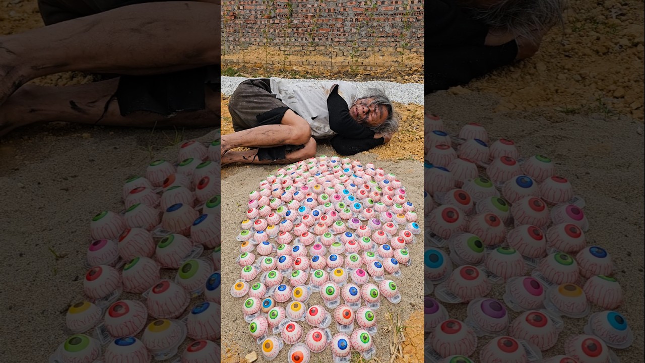 Homeless old man and poor boy get mocked for eating eye candy that fell to the ground 😟 #shorts