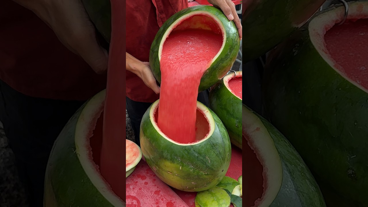 Perfect $2 Watermelon Juice - Fruit Cutting Skills - Malaysian Street Food