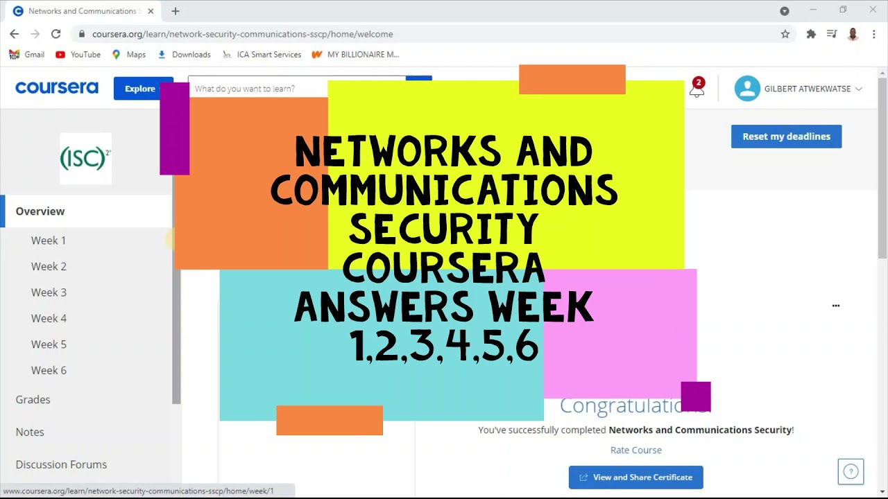Complete Week 1-6 Answers for Networks & Communications Security on Coursera π