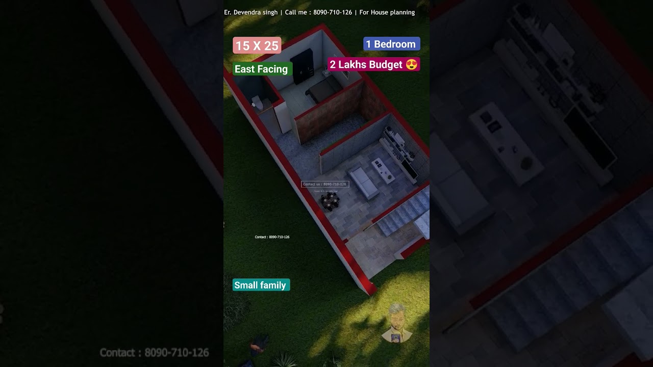 15x25 House Plan | 375 sqft Home Design 🏡