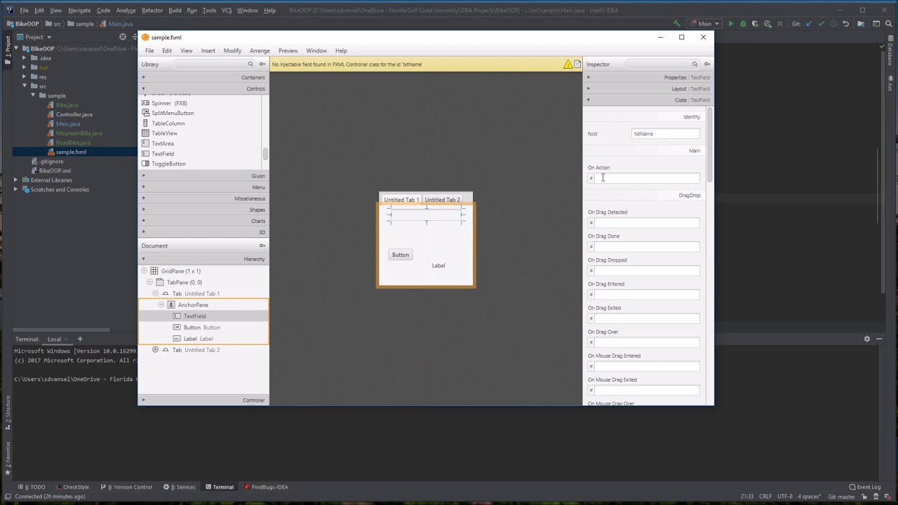 JavaFX Basics with SceneBuilder & Controller Setup