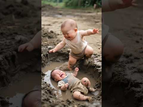 Crying Baby Gets the Cutest Help 😭 | Funny Ai Animated Shorts #cute #cutebabies