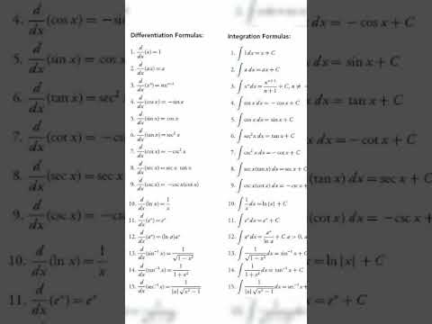 Differentiation and Integration formula