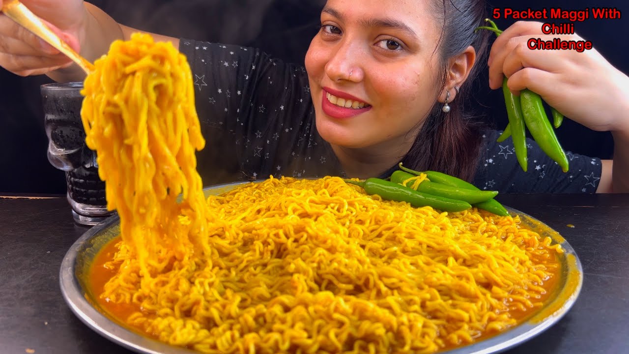 Spicy Maggi Challenge: 5 Packets🔥 | Mukbang ASMR