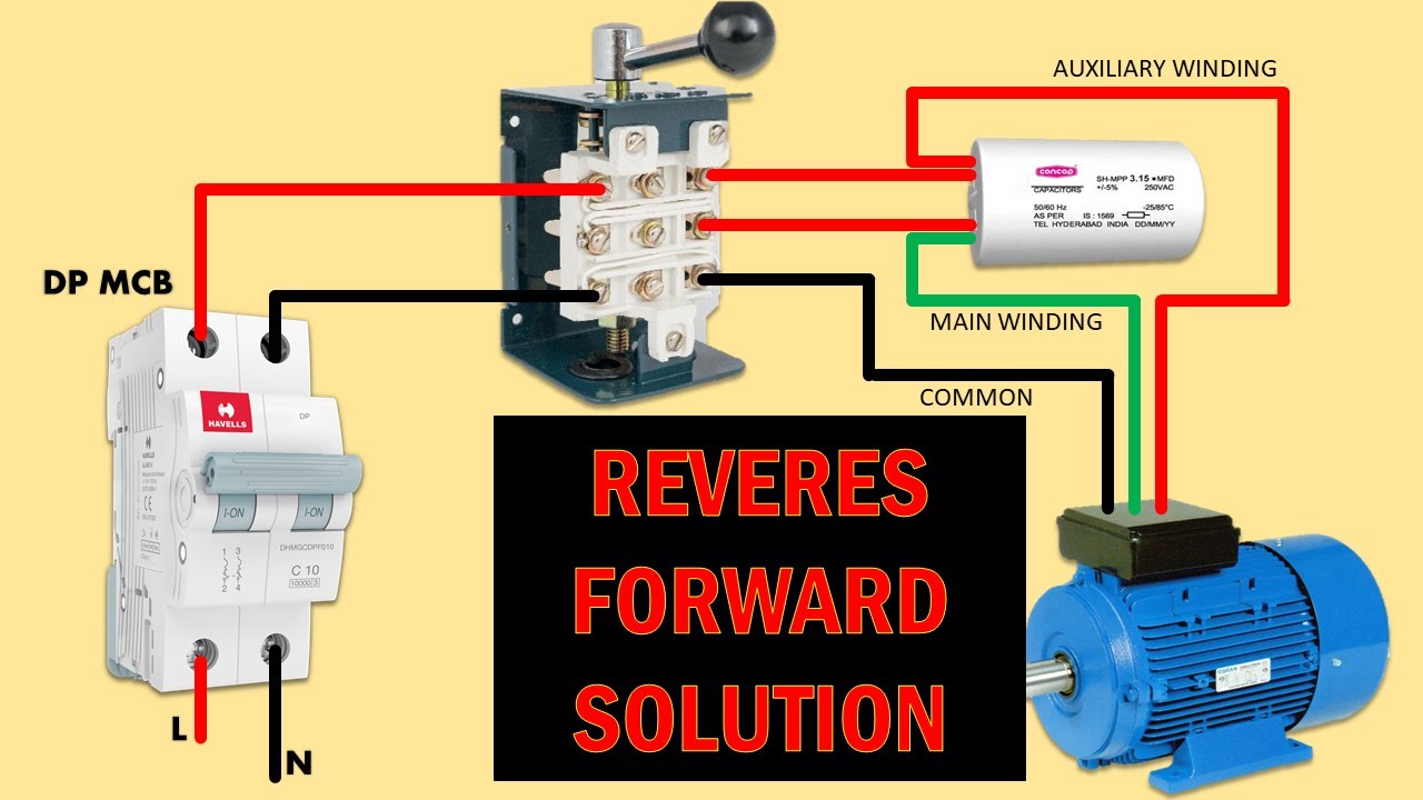 Single Phase Motor Reverse & Forward Wiring Diagram 🔧