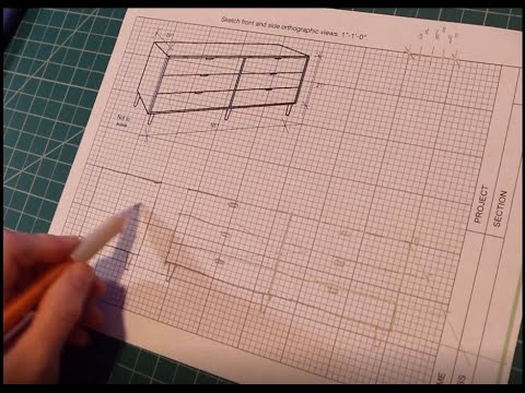 Manual Drafting: Orthographic Sketch of a Dresser 🖊️