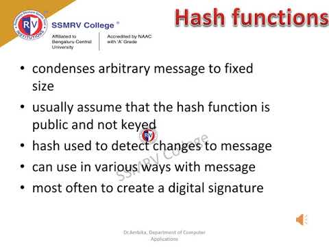 SSMRV Video Lectures-Cryptography and Network security-Hash Functions