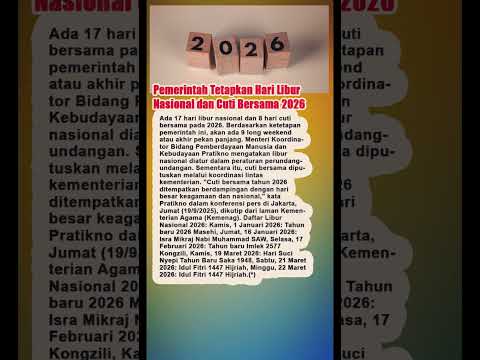 Pemerintah Tetapkan Hari Libur Nasional dan Cuti Bersama 2026 #beritaterkini #kabarterbaru #news