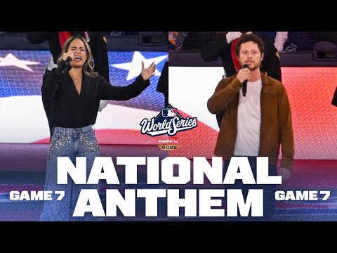 Artist Pia Toscano and actor Noah Reid sing the National Anthems before World Series Game 7! 🎤