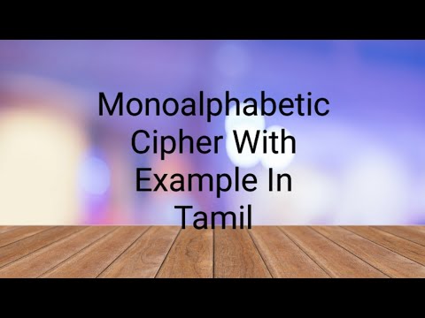 Monoalphabetic Cipher With Example In Tamil