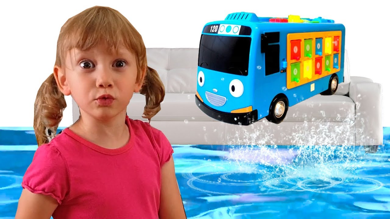 Alena Saves Toy Minibus from Water in Exciting Playtime Rescue 🚗