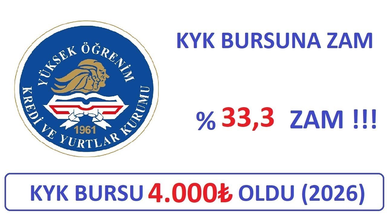 2026 KYK BURS MİKTARI BELLİ OLDU : KYK BURSUNA %33 ZAM : KYK BURSU 4.000₺ OLDU (KYK BURS ZAMMI)
