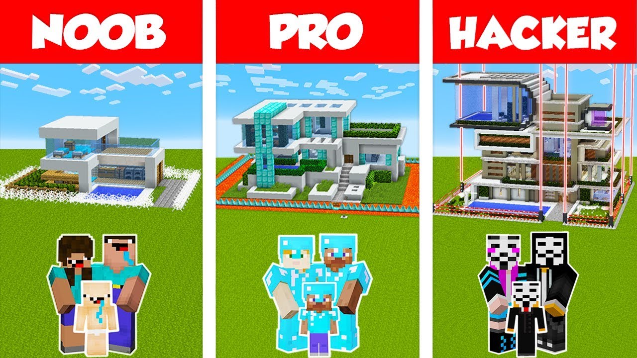 Minecraft Noob, Pro & Hacker Build Safe Family House 🏡