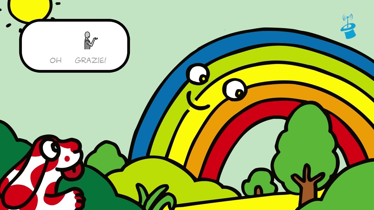 Pimpa e l'arcobaleno senza colori 🌈