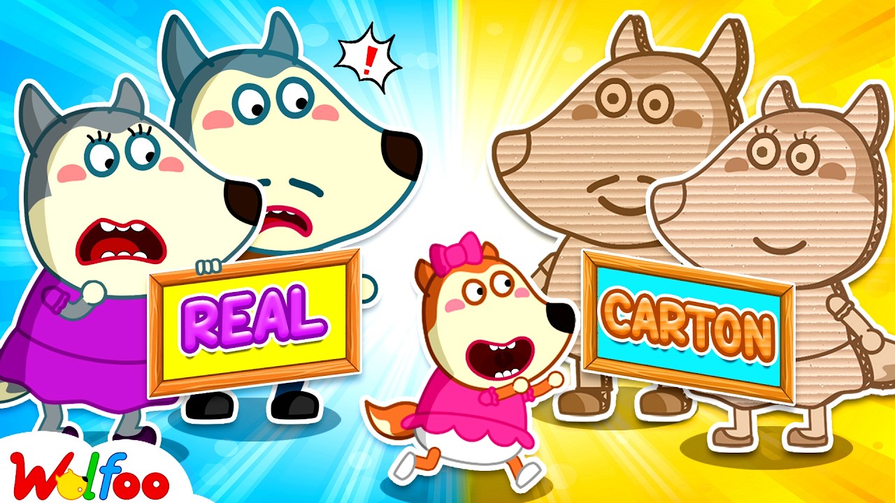 Real vs Cardboard Family: Kids Play & Learn 🧸